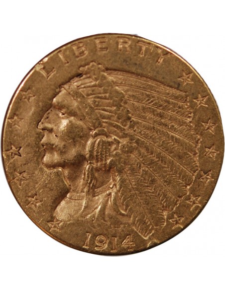 USA, INDIEN - 2 1/2 DOLLARS OR 1914 PHILADELPHIE