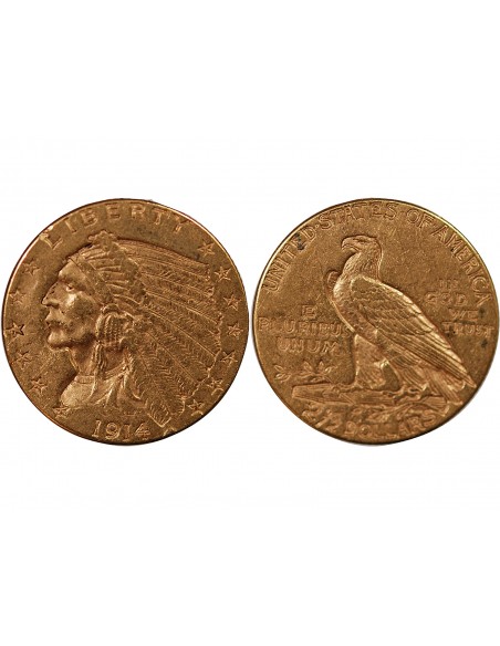 USA, INDIEN - 2 1/2 DOLLARS OR 1914 PHILADELPHIE