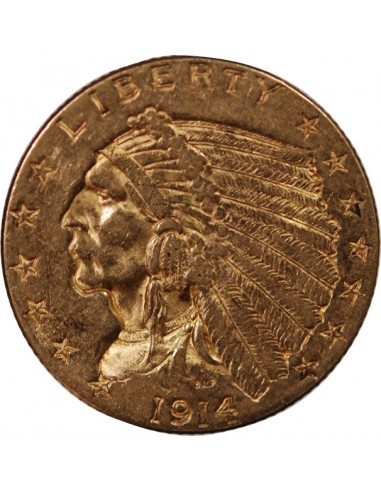 USA, INDIEN - 2 1/2 DOLLARS OR 1914 PHILADELPHIE
