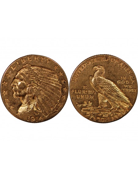 USA, INDIEN - 2 1/2 DOLLARS OR 1914 PHILADELPHIE