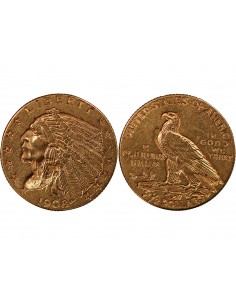 USA, INDIEN - 2 1/2 DOLLARS OR 1908 PHILADELPHIE 2