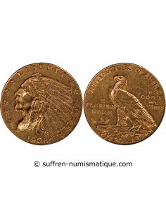 USA, INDIEN - 2 1/2 DOLLARS OR 1908 PHILADELPHIE