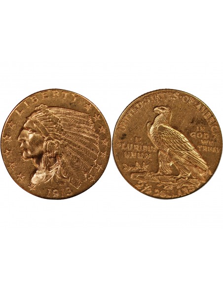 USA, INDIEN - 2 1/2 DOLLARS OR 1913 PHILADELPHIE