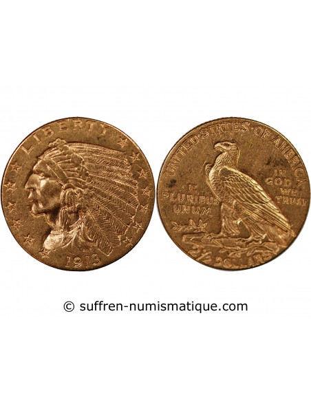 USA, INDIEN - 2 1/2 DOLLARS OR 1913 PHILADELPHIE
