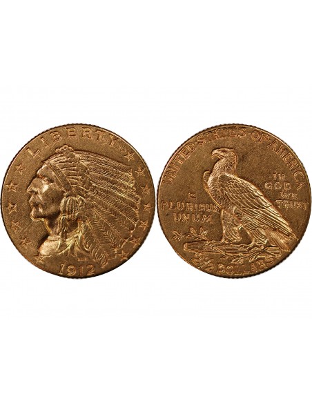 USA, INDIEN - 2 1/2 DOLLARS OR 1912 PHILADELPHIE