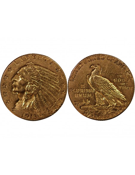 USA, INDIEN - 2 1/2 DOLLARS OR 1913 PHILADELPHIE