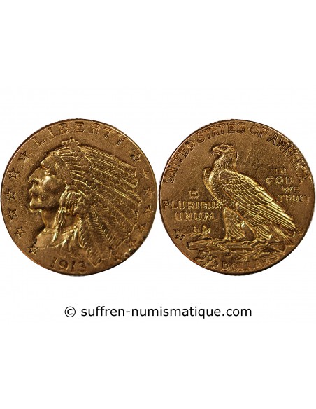 USA, INDIEN - 2 1/2 DOLLARS OR 1913 PHILADELPHIE