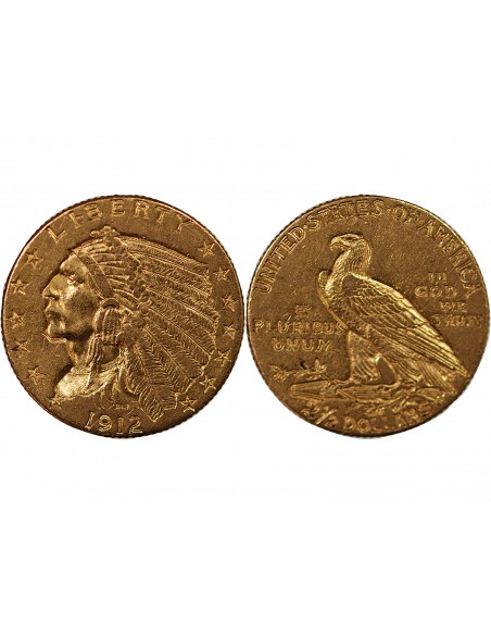 USA, INDIEN - 2 1/2 DOLLARS OR 1912 PHILADELPHIE