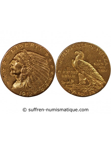 USA, INDIEN - 2 1/2 DOLLARS OR 1912 PHILADELPHIE
