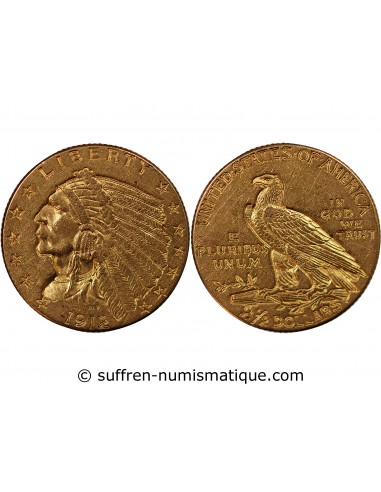 USA, INDIEN - 2 1/2 DOLLARS OR 1912 PHILADELPHIE