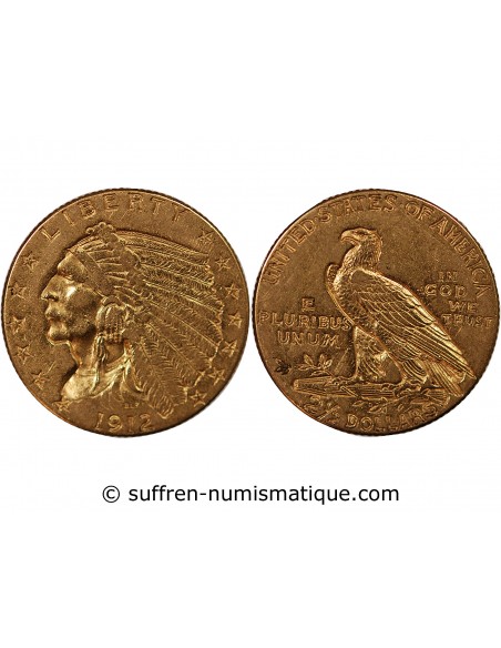 USA, INDIEN - 2 1/2 DOLLARS OR 1912 PHILADELPHIE