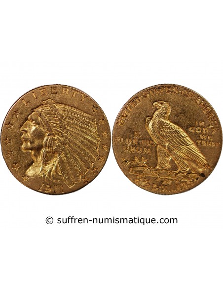 USA, INDIEN - 2 1/2 DOLLARS OR 1911 PHILADELPHIE