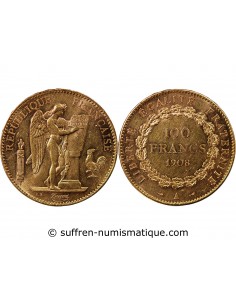 GENIE - 100 FRANCS OR 1908 "Liberté Egalité Fraternité"﻿"﻿