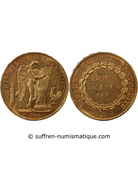 GENIE - 100 FRANCS OR 1900 "Dieu protège la France"﻿
