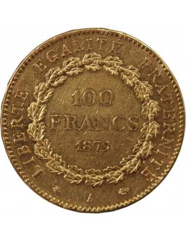 GENIE - 100 FRANCS OR 1879 "Dieu protège la France"﻿