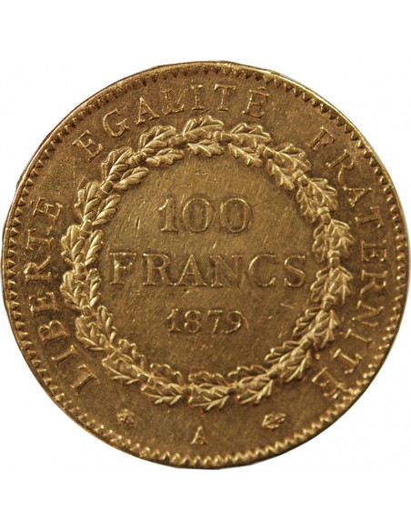 GENIE - 100 FRANCS OR 1879 "Dieu protège la France"﻿