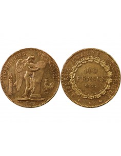 GENIE - 100 FRANCS OR 1879 "Dieu protège la France"﻿ 2