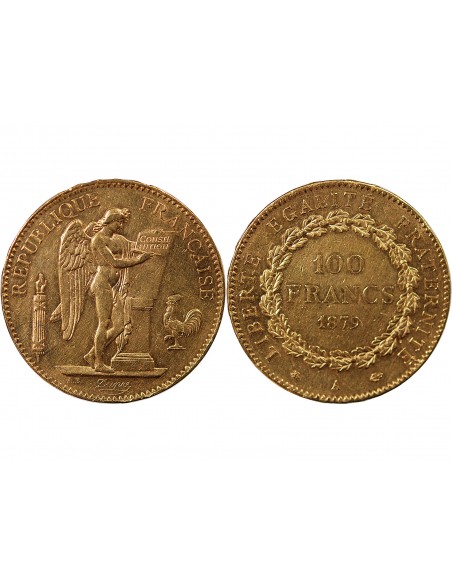 GENIE - 100 FRANCS OR 1879 "Dieu protège la France"﻿