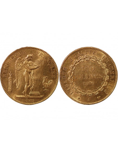 GENIE - 100 FRANCS OR 1879 "Dieu protège la France"﻿