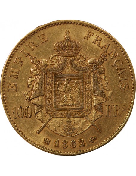 NAPOLEON III - ﻿100 FRANCS OR 1862 BB STRASBOURG