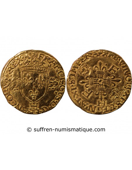 FRANCOIS Ier - ECU D'OR AUX SALAMANDRES - 1540/1547, H LA ROCHELLE