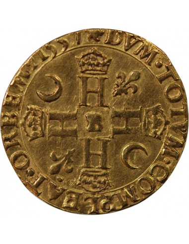 HENRI II, BUSTE A - DOUBLE HENRI D'OR - 1557, B ROUEN