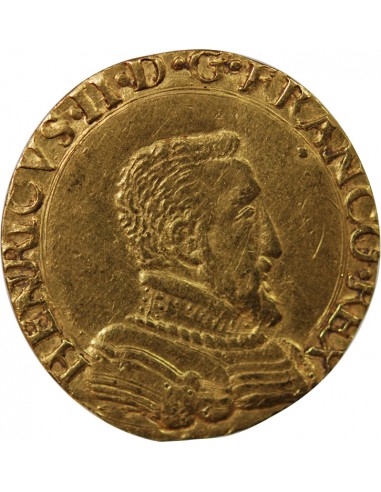 HENRI II, BUSTE A - DOUBLE HENRI D'OR - 1557, B ROUEN