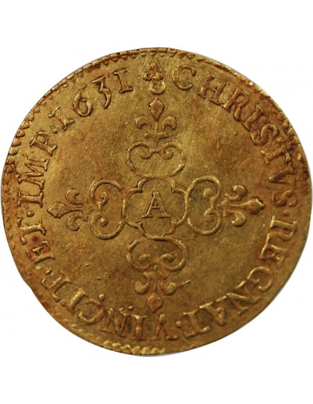 LOUIS XIII - ECU D'OR AU SOLEIL - 1631, A PARIS