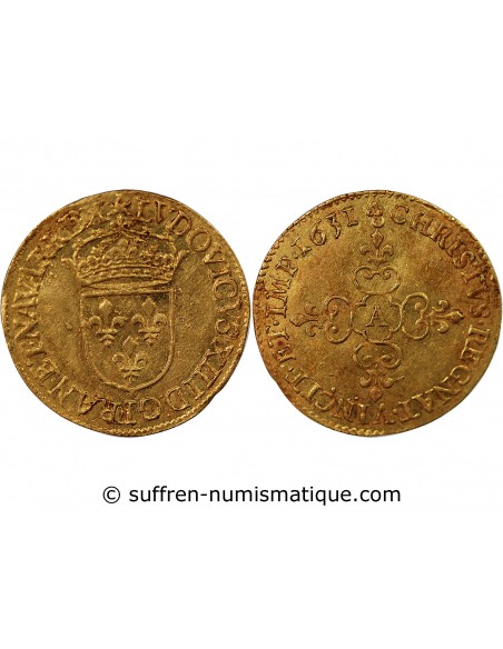 LOUIS XIII - ECU D'OR AU SOLEIL - 1631, A PARIS