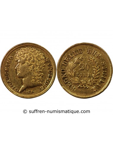 ITALIE, JOACHIM MURAT - 20 LIRE OR 1813 NAPLES﻿