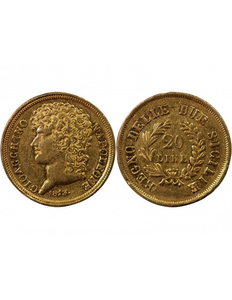 ITALIE, JOACHIM MURAT - 20 LIRE OR 1813 NAPLES﻿