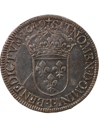 LOUIS XIV - ECU A LA MECHE LONGUE - 1649 T NANTES