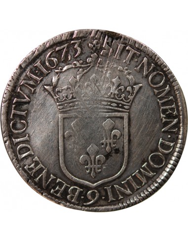 LOUIS XIV - ECU AU BUSTE JUVENILE - 1673 9 RENNES