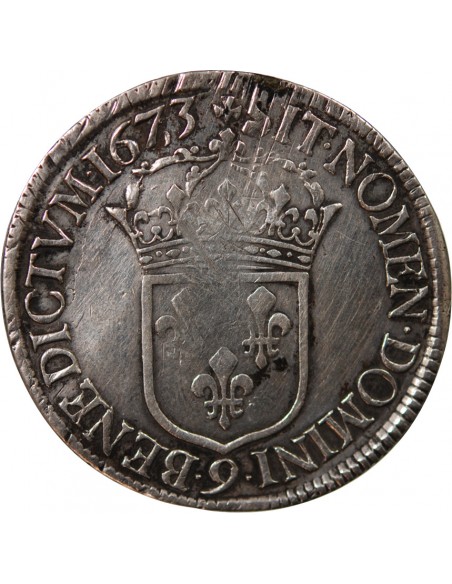 LOUIS XIV - ECU AU BUSTE JUVENILE - 1673 9 RENNES