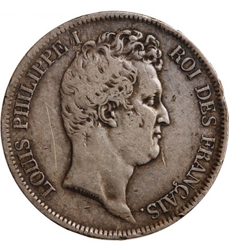 LOUIS PHILIPPE﻿ - 5 FRANCS ARGENT 1831 B ROUEN "Tête Nue Tranche en Creux"﻿