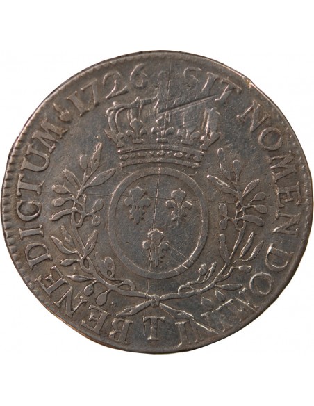 LOUIS XV - ECU AUX RAMEAUX D'OLIVIER - 1726 T NANTES