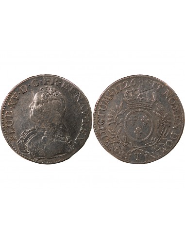 LOUIS XV - ECU AUX RAMEAUX D'OLIVIER - 1726 T NANTES