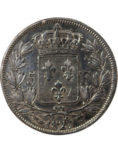 CHARLES X - 5 FRANCS ARGENT 1827 T NANTES