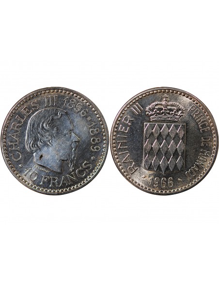 Monaco Rainier III de Monaco 10 francs Argent 1966