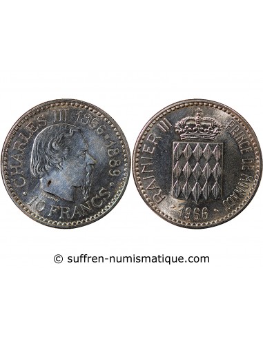 Monaco Rainier III de Monaco 10 francs Argent 1966