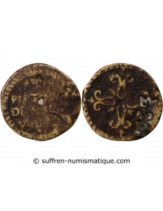FRANCE, POIDS MONETAIRE - 2 PISTOLES ITALIE - CONTREMARQUE DE JACQUES PLATEL A BEAUVAIS, Ap. 1650.