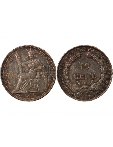 INDOCHINE FRANCAISE - 10 CENTIMES ARGENT - 1900