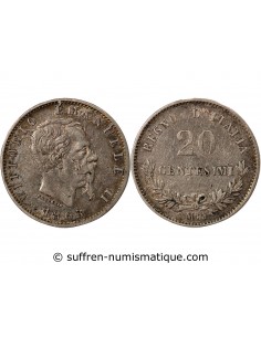 ITALIE, VICTOR EMMANUEL II - 20 CENTESIMI ARGENT 1863 M MILAN