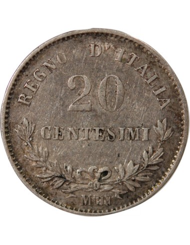 ITALIE, VICTOR EMMANUEL II - 20 CENTESIMI ARGENT 1863 M MILAN