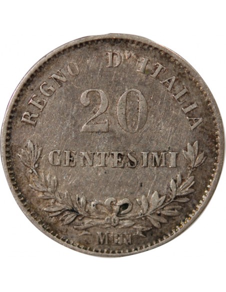 ITALIE, VICTOR EMMANUEL II - 20 CENTESIMI ARGENT 1863 M MILAN