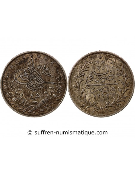 OTTOMAN, KHEDIVAT D'EGYPTE, ABDUL HAMID II - 2 QIRSH ARGENT - 1293/20 (1894-1895), W BERLIN