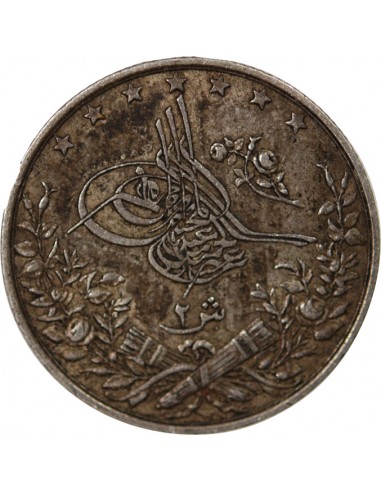 OTTOMAN, KHEDIVAT D'EGYPTE, ABDUL HAMID II - 2 QIRSH ARGENT - 1293/20 (1894-1895), W BERLIN