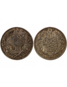 OTTOMAN, KHEDIVAT D'EGYPTE, ABDUL HAMID II - 2 QIRSH ARGENT - 1293/20 (1894-1895), W BERLIN 2