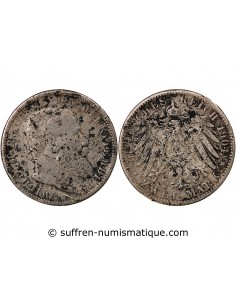 ALLEMAGNE, WURTEMBERG, WILHELM II - 2 MARK ARGENT - 1904, F STUTTGART