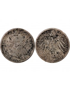 ALLEMAGNE, WURTEMBERG, WILHELM II - 2 MARK ARGENT - 1904, F STUTTGART 2